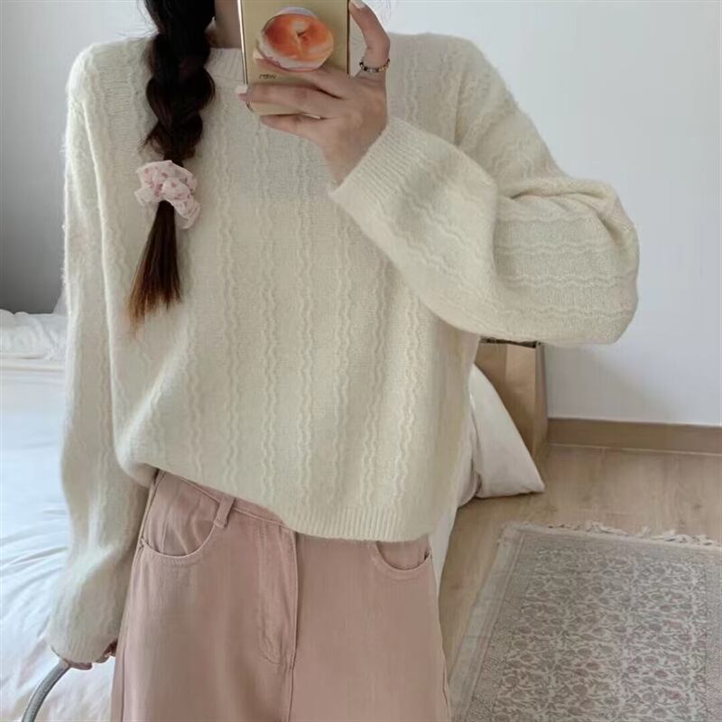 【tops】クルーネックニットセーター　M18495