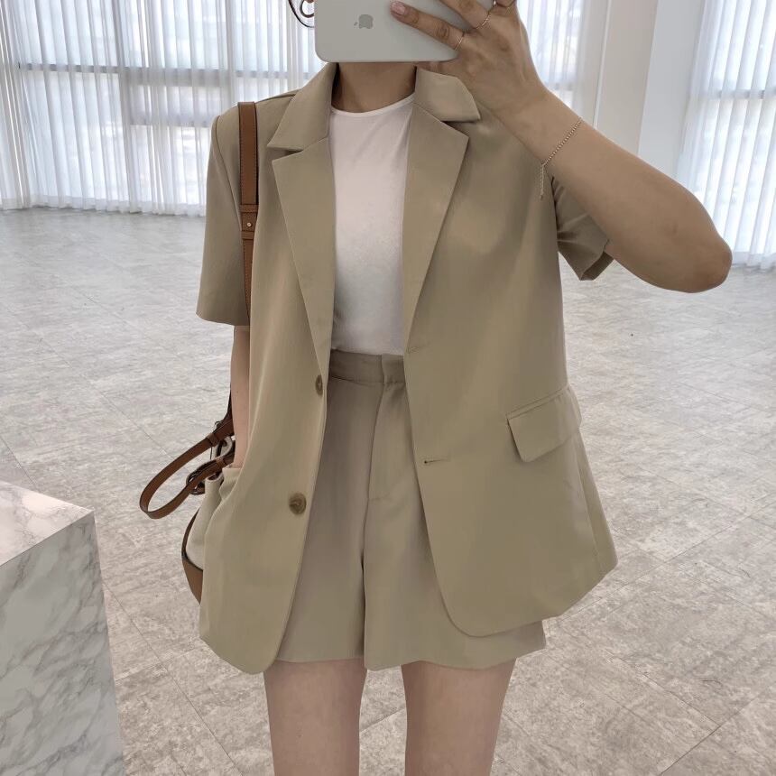 【set】4色スーツジャケット+ショートパンツ2点セットF7469