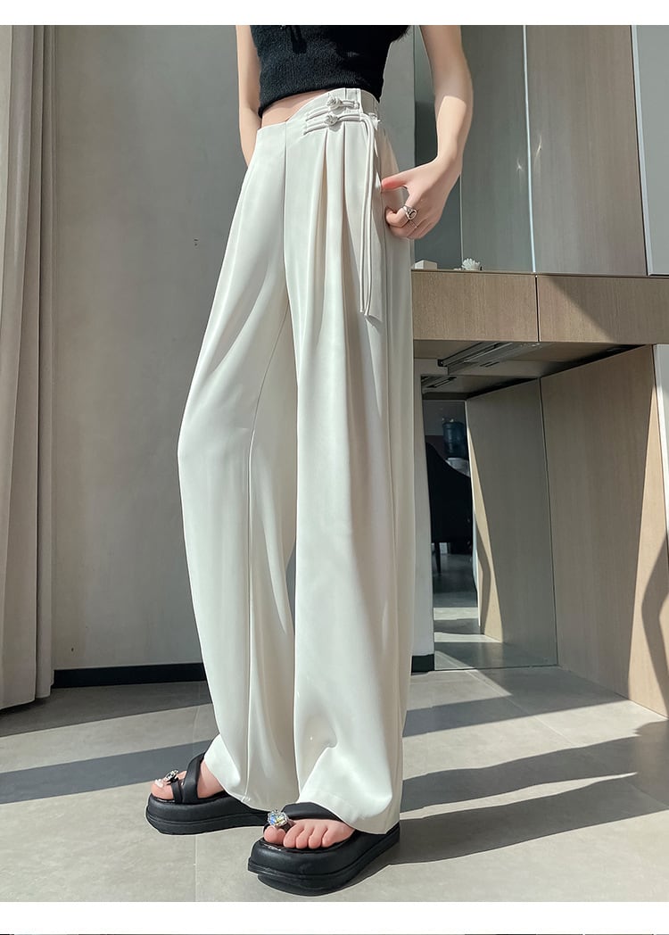 【bottoms】4色ハイウエストスーツパンツF7492