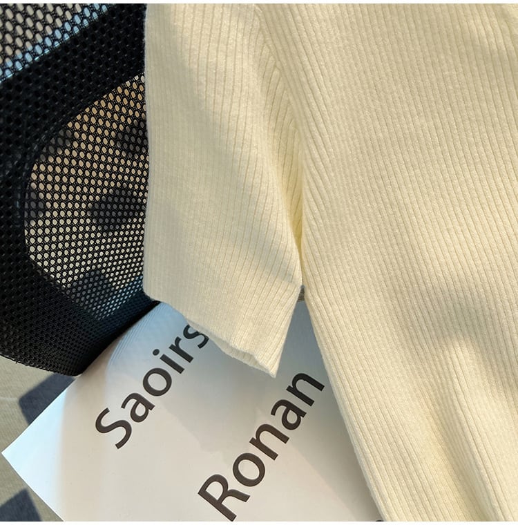 【tops】POLOネックニットＴシャツF7401