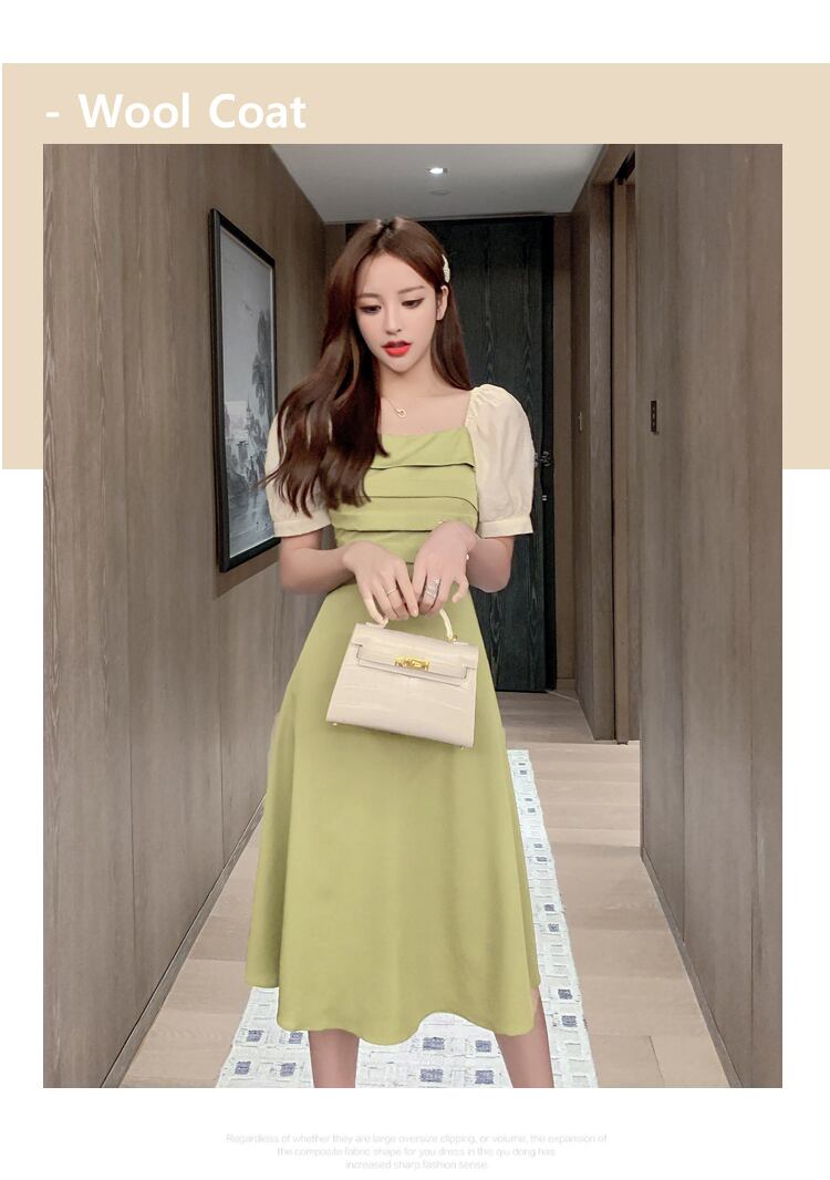 【dress】好感度UP!気質満点レトロパフスリーブ切り替えワンピース