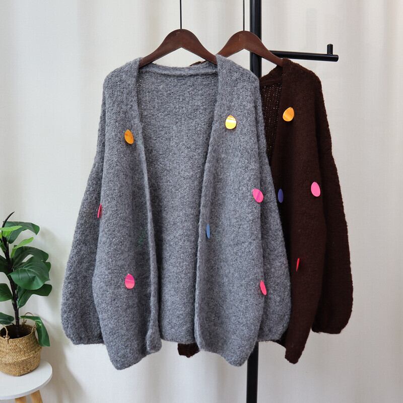 【outer】スパンコールニットカーデ　M28600