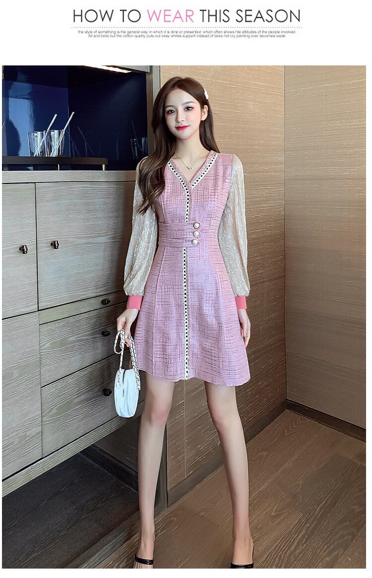 【dress】気質満点春秋スウィート長袖体型カバー着痩せワンピース G1706