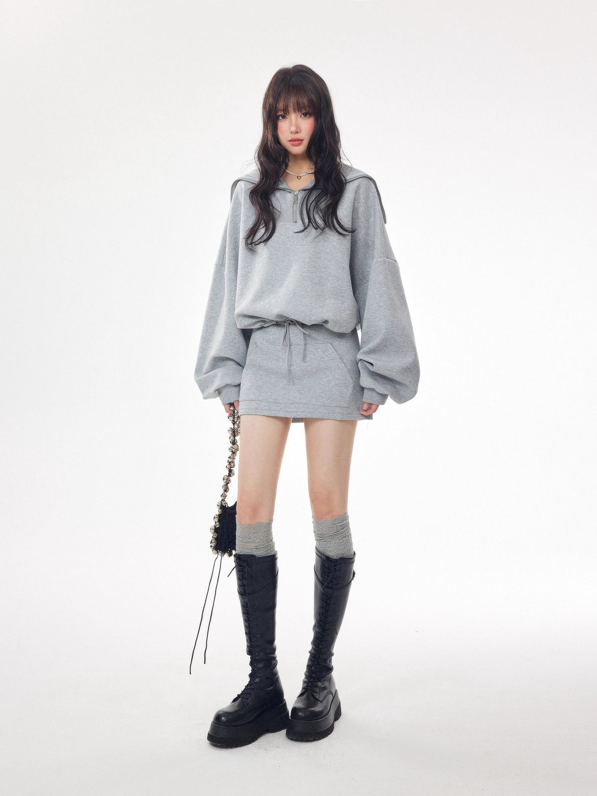 【dress】セーラーカラーパーカーワンピース Q7368