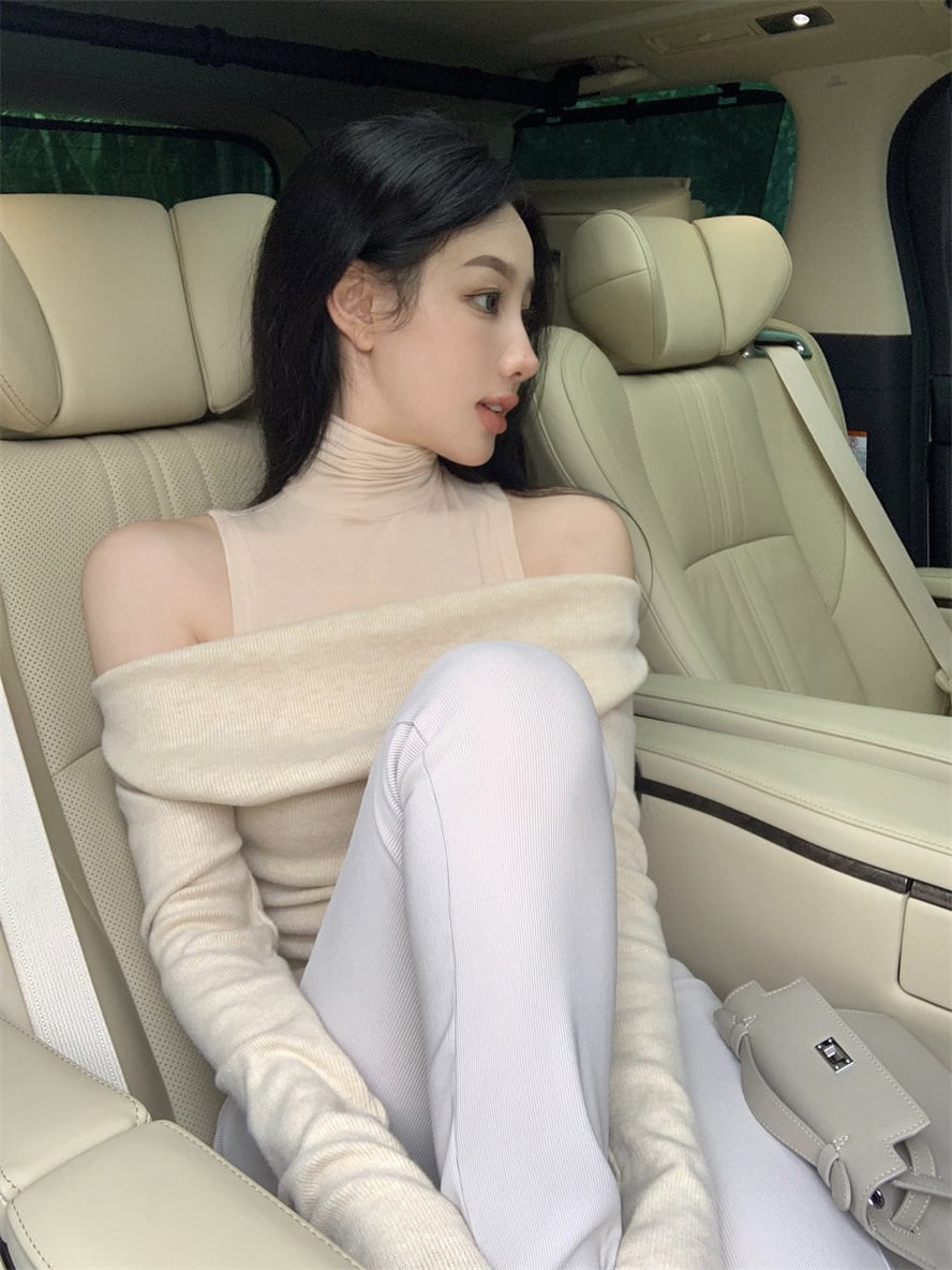 【tops】オフショルダーニットトップス　M28184