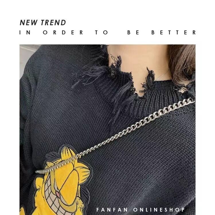 【tops】大人可愛いラウンドネック長袖体型カバー韓国ファッション動物柄配色着回しセーターF1306