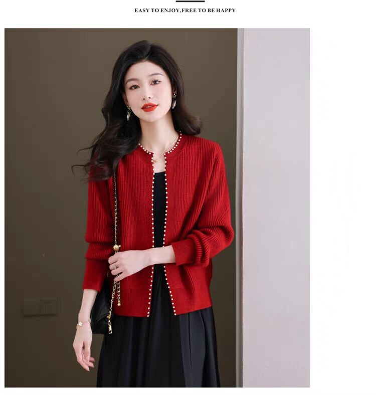 【outer】パールニットカーデ　M26259