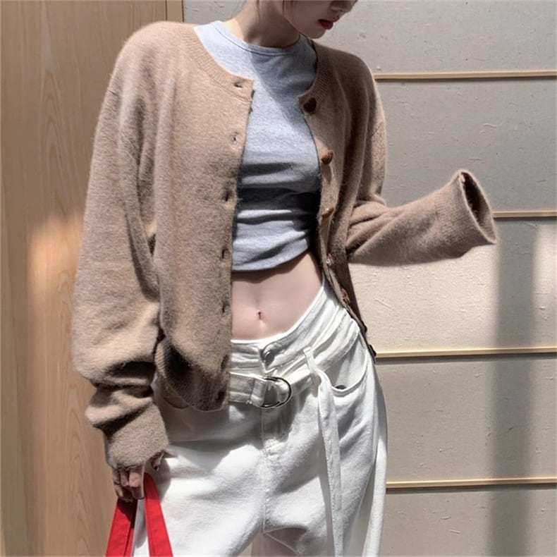 【outer】クルーネックニットカーデ　M25853