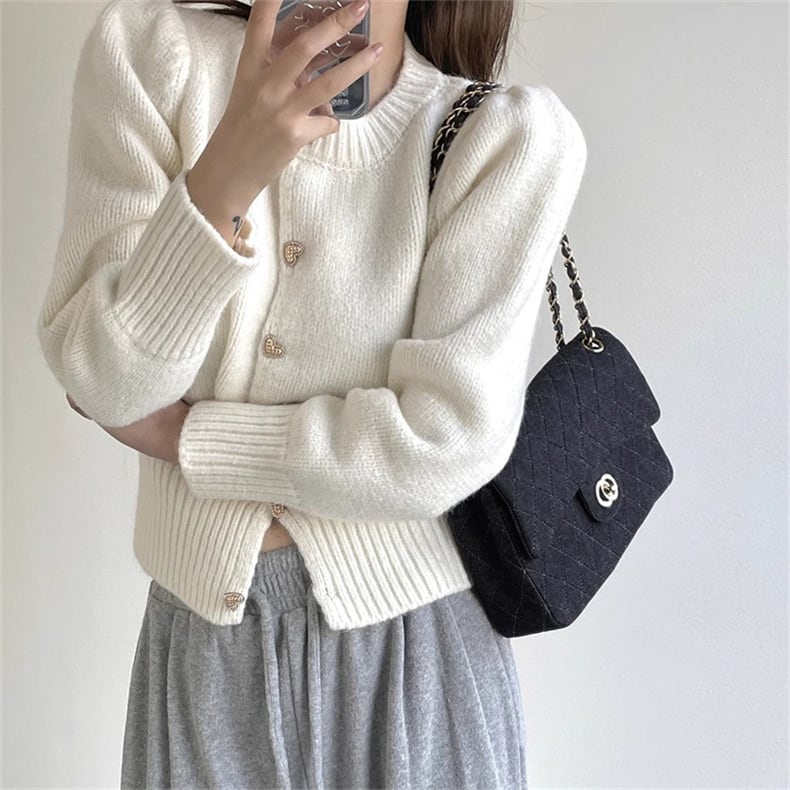 【outer】パフスリーブニットカーデ　M26743