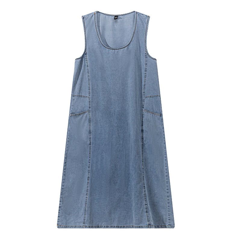 【dress】デニムロングベストワンピース Q8422