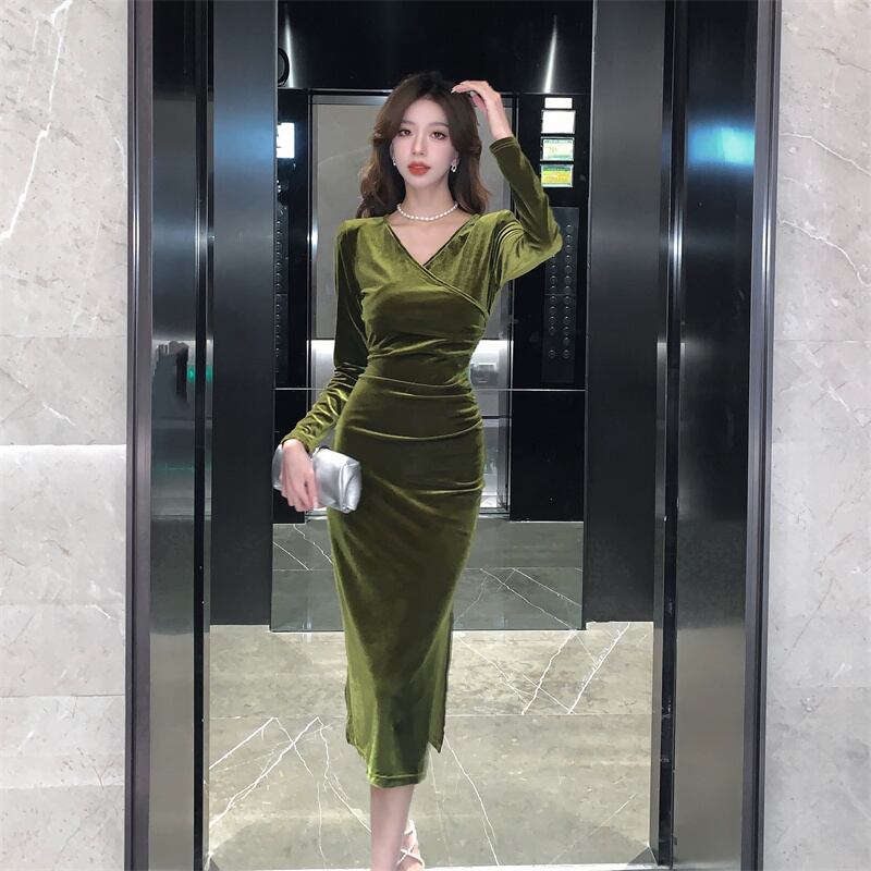 【dress】Vネックデートワンピース　M28202