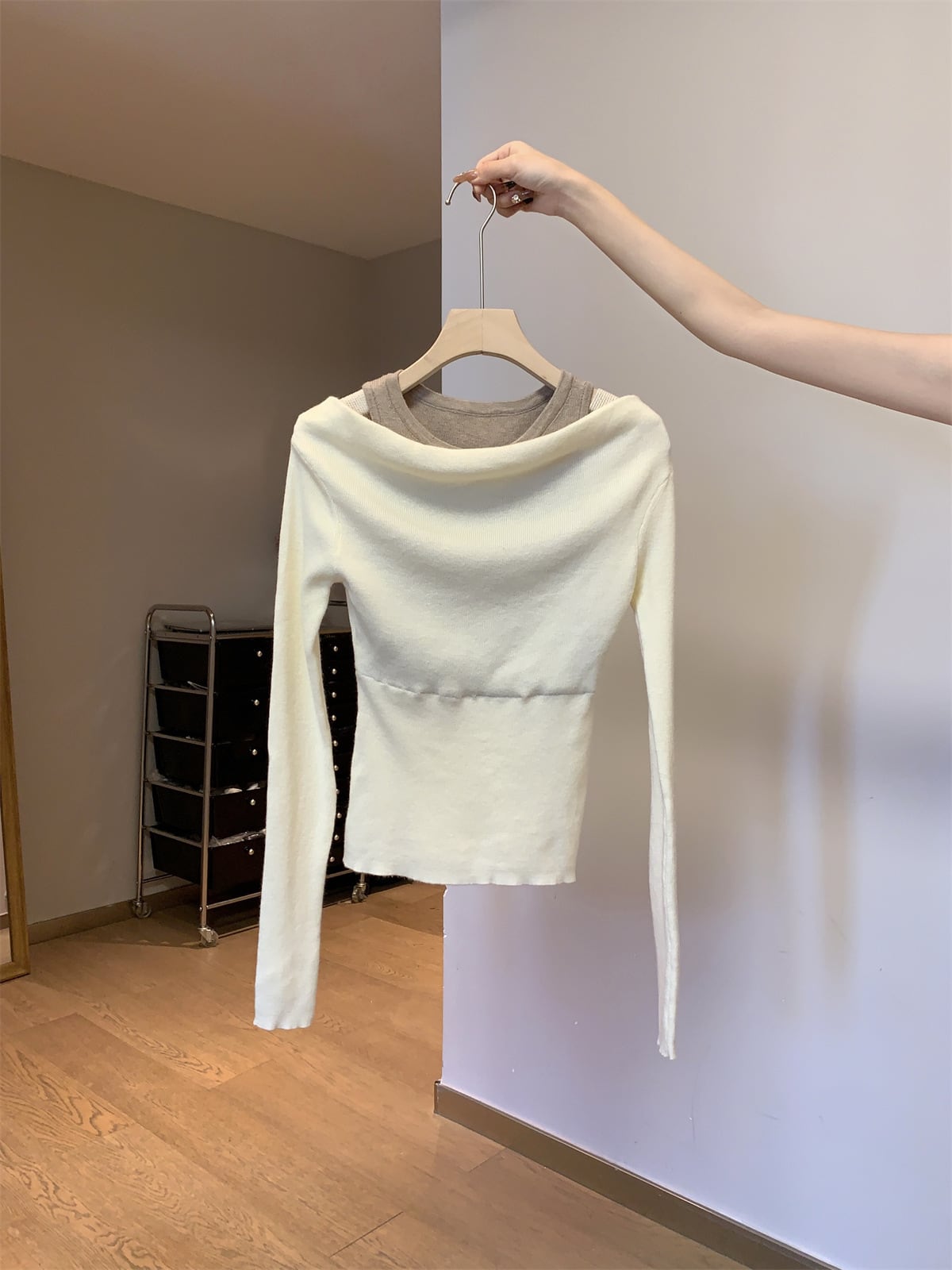 【tops】ドッキングニットトップス　M29002