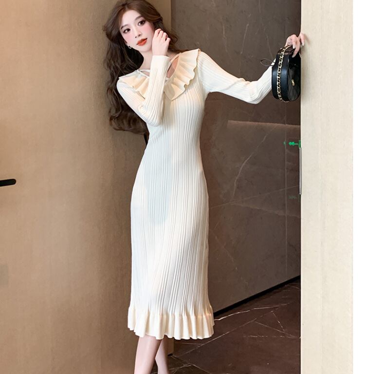 【dress】フリルニットワンピース　M18803