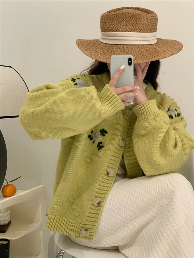 【outer】クルーネックニットカーデ　M18464