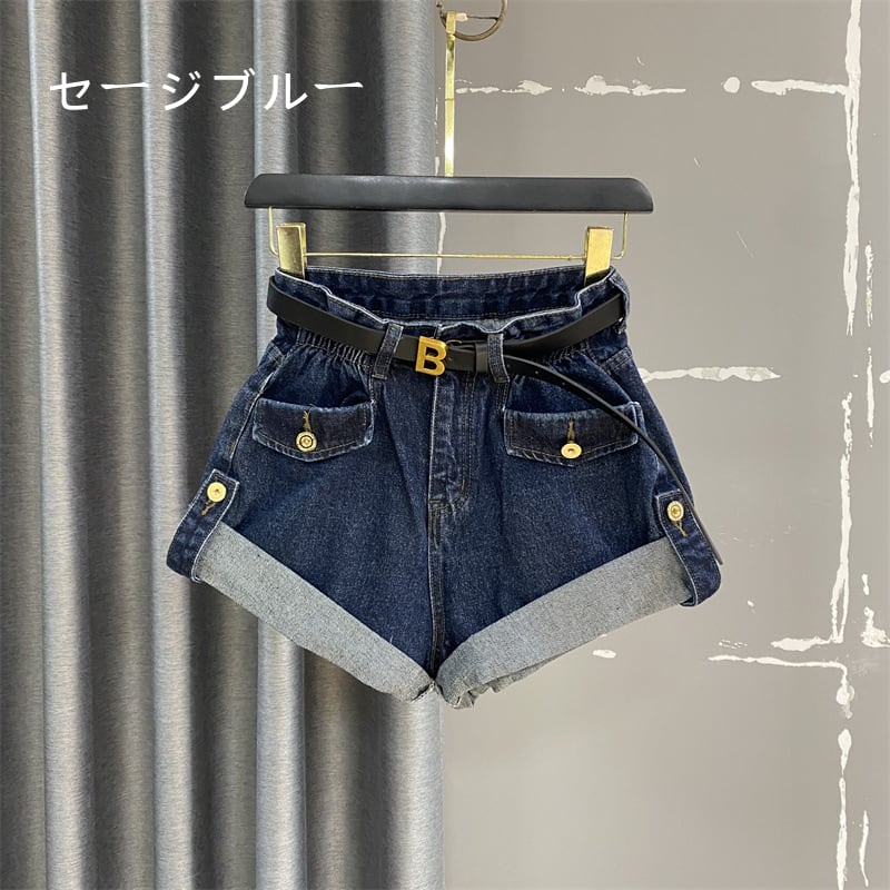 【bottoms】ハイウエストショートパンツG20940