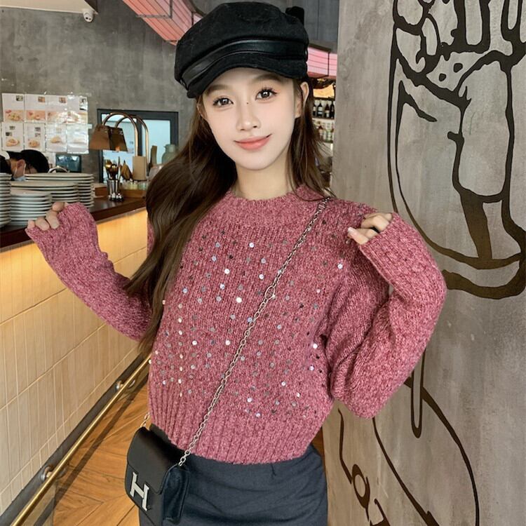 【tops】スパンコールニットセーター　M27848