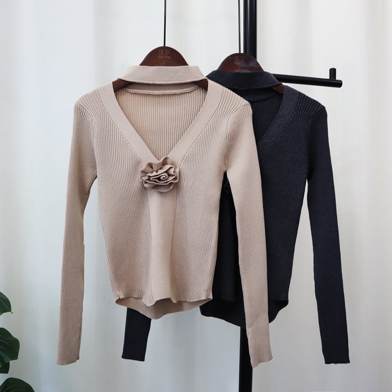 【tops】立体フラワーニットセーター　M25701