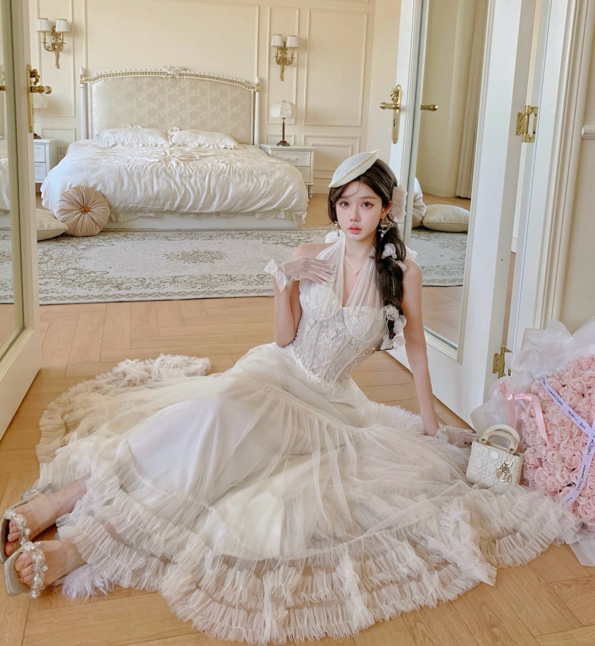 【dress】ホルターネックチュールワンピース　N3530