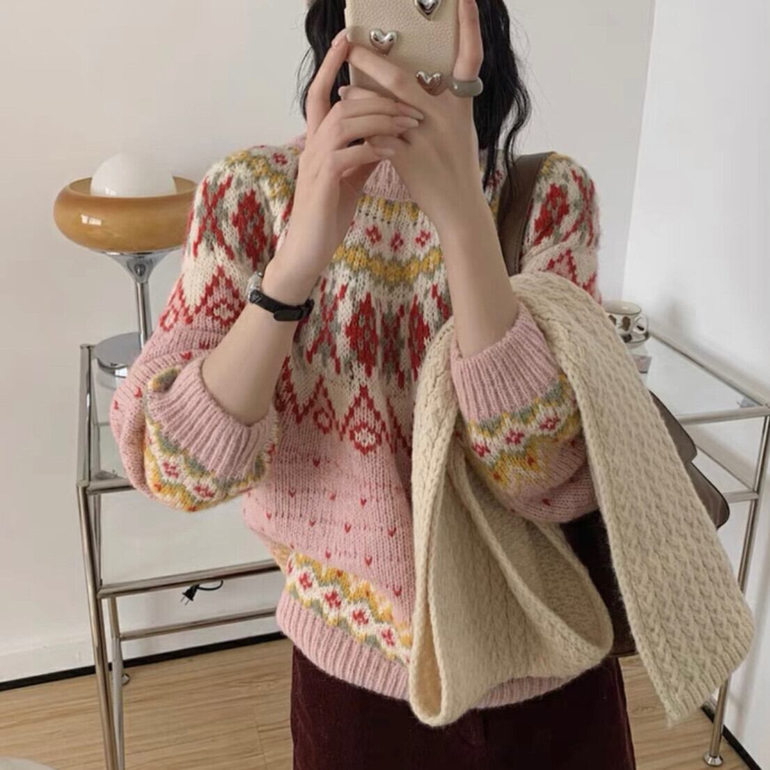 【tops】クルーネックニットセーター　M28603