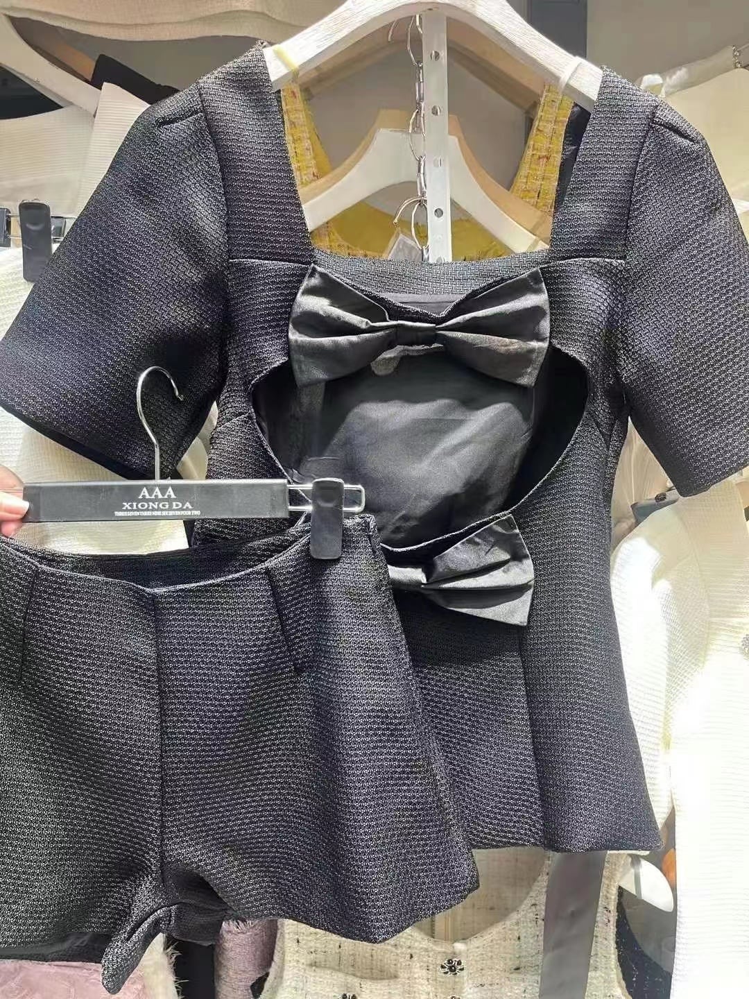 【set】バックリボン付きトップス×ショートパンツセット　M24663