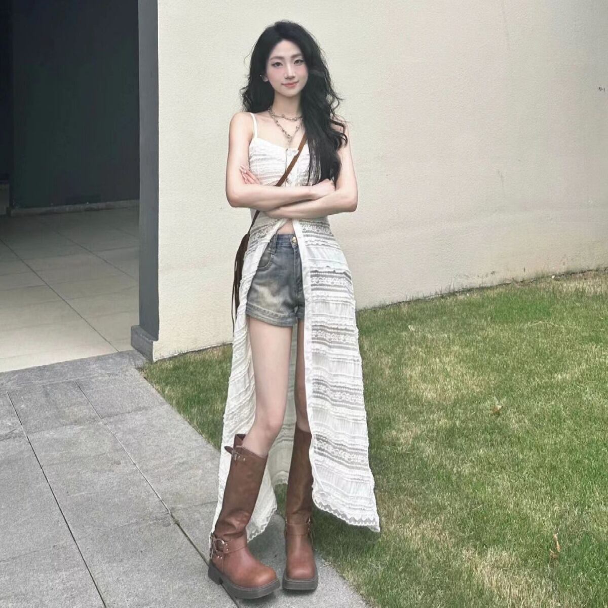 【dress】レーススリットワンピース G20380