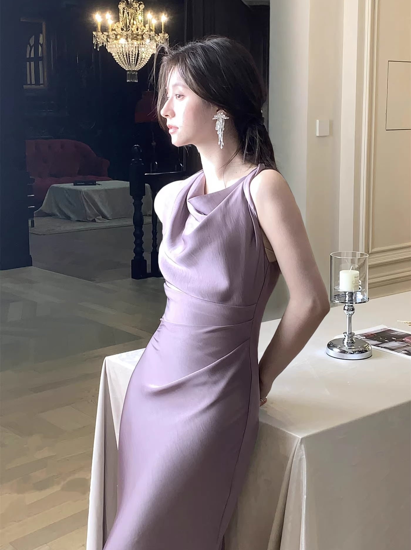【dress】ノースリーブロングワンピース Q7983