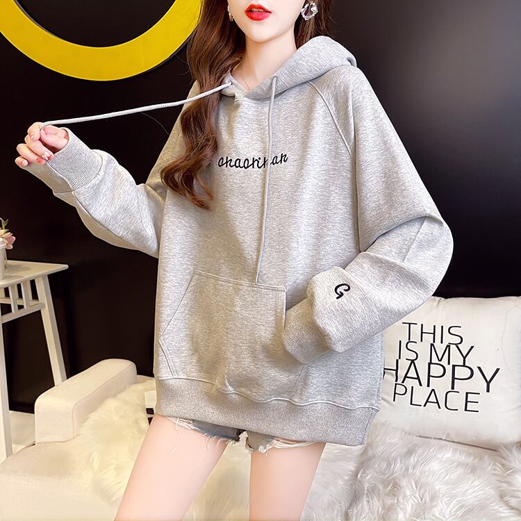 【tops】韓国ファッションフード付き長袖英字柄秋新作3色カジュアル薄手着回しパーカーF0722