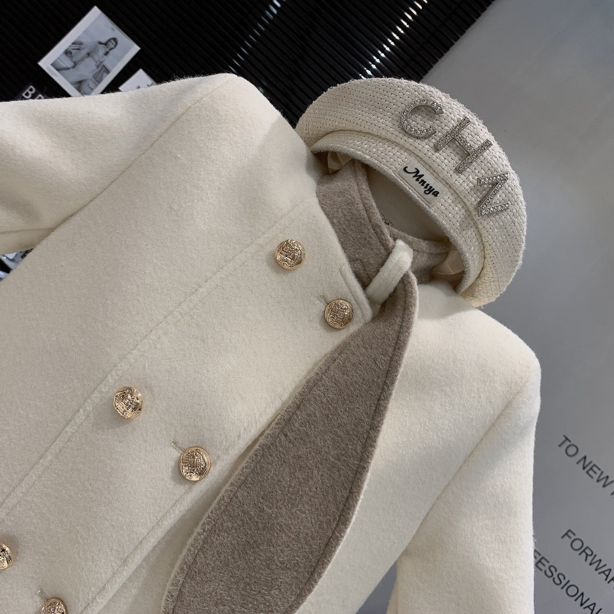 【outer】ファーダブルボタンコート　M27635