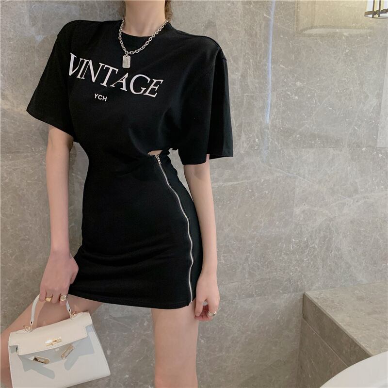 【dress】好感度UP!気質満点着痩せラウンドネックハイウエストワンピース G0744