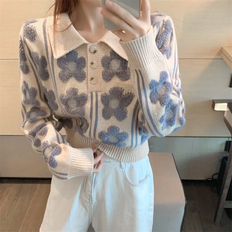 【tops】ジャカードニットセーター　M19032