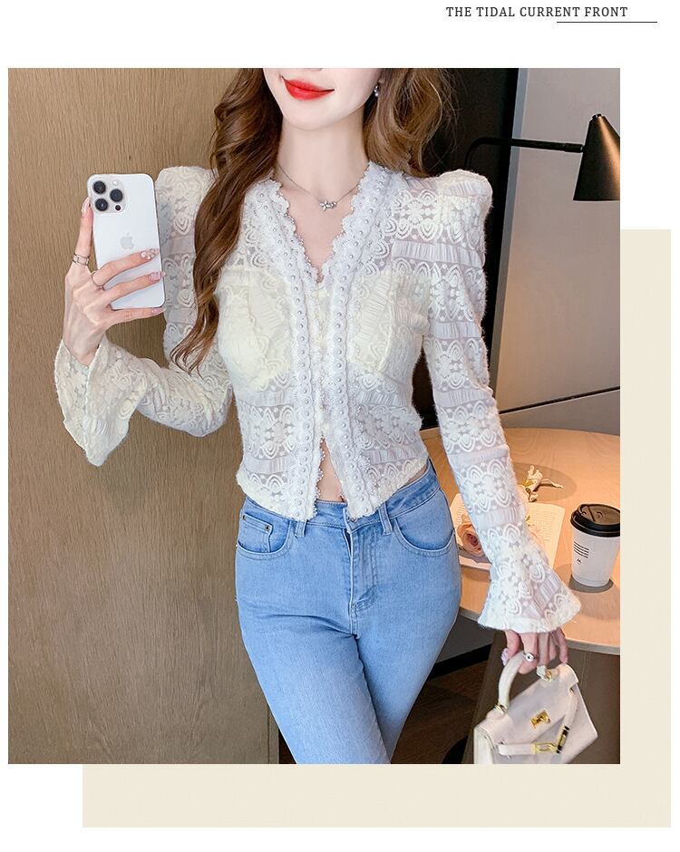 【tops】Vネックレーストップス　M27417