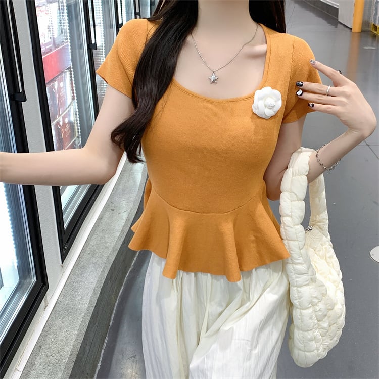【tops】立体フラワーニットトップス　M24585