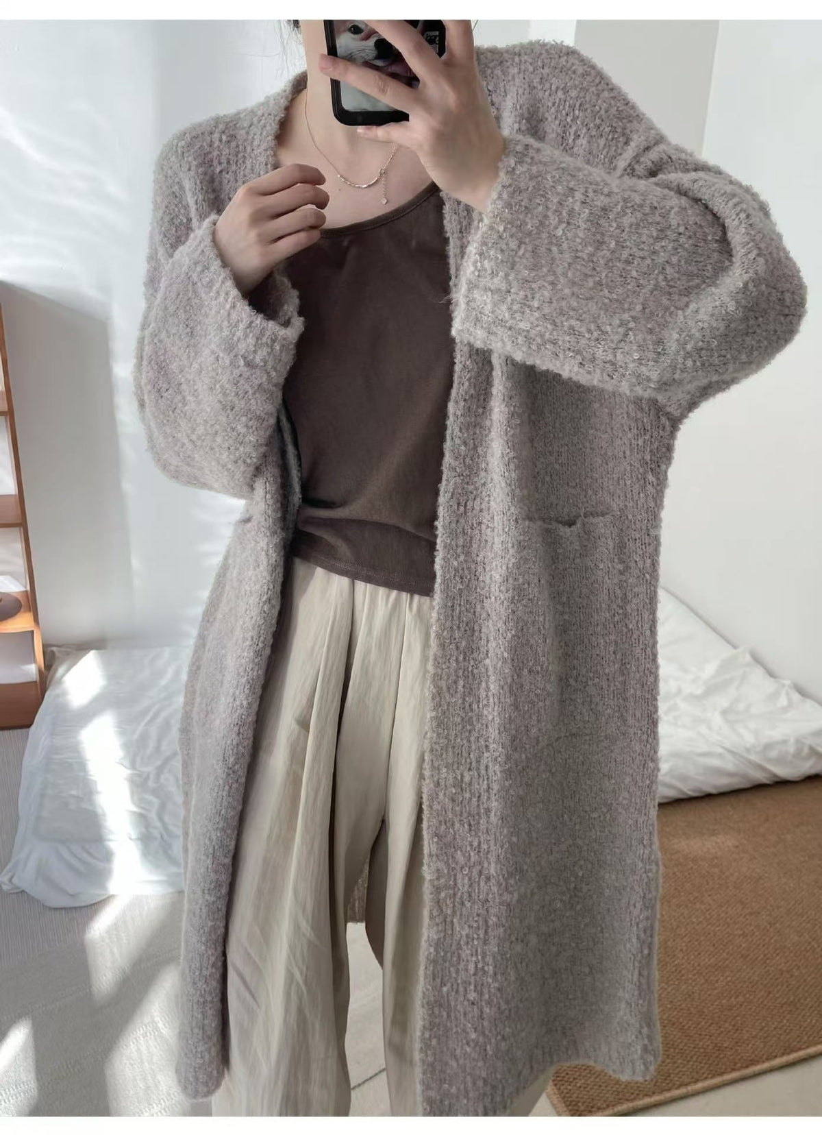 【outer】ロング丈ニットカーデ　M25674