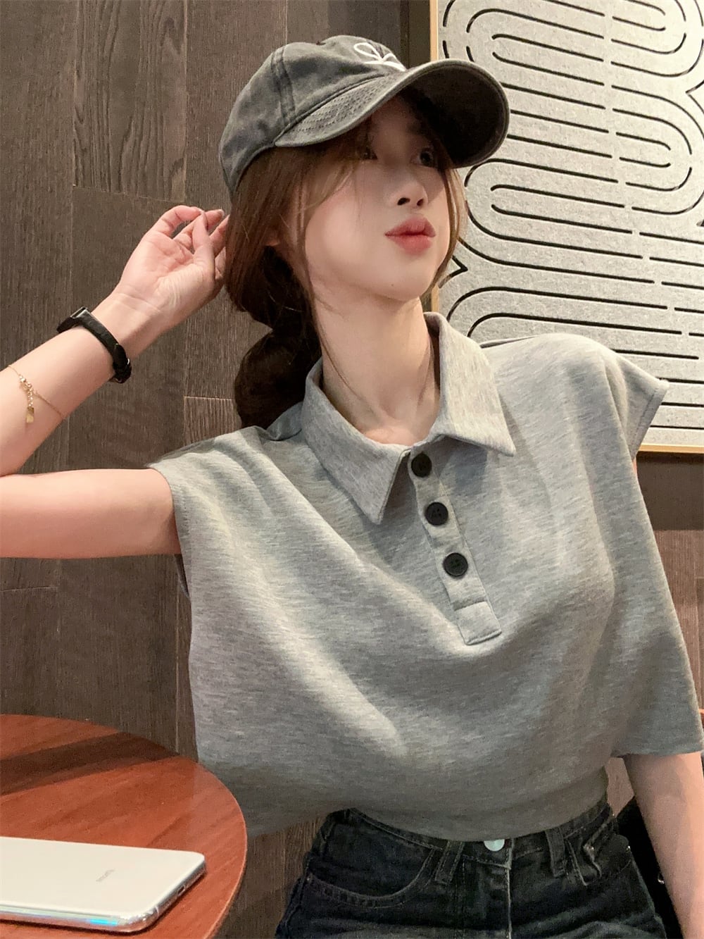 【tops】POLOネックTシャツ　M23916