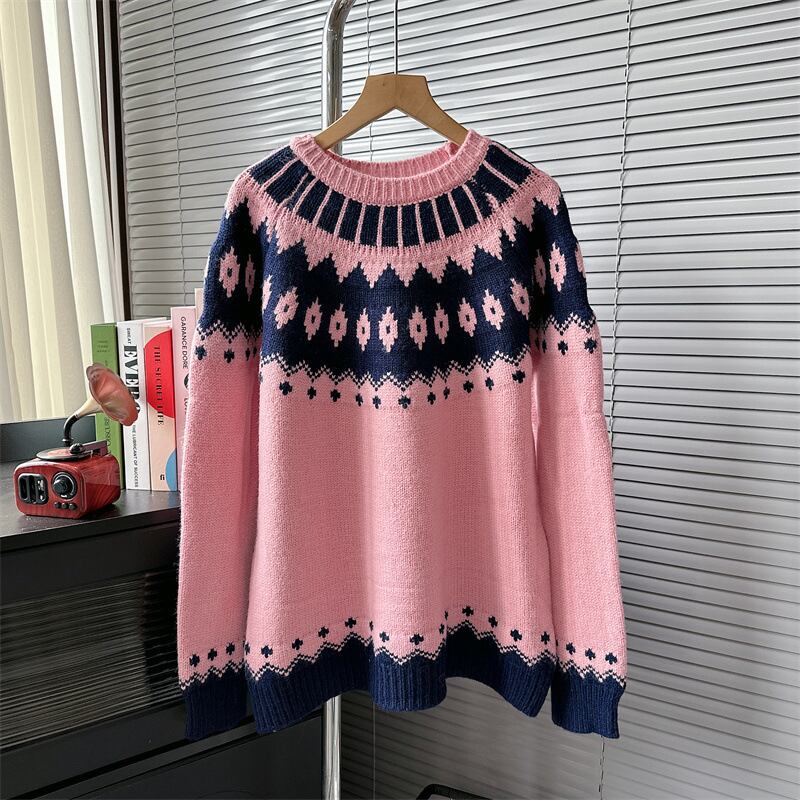 【tops】ジャカードニットセーター　M18558