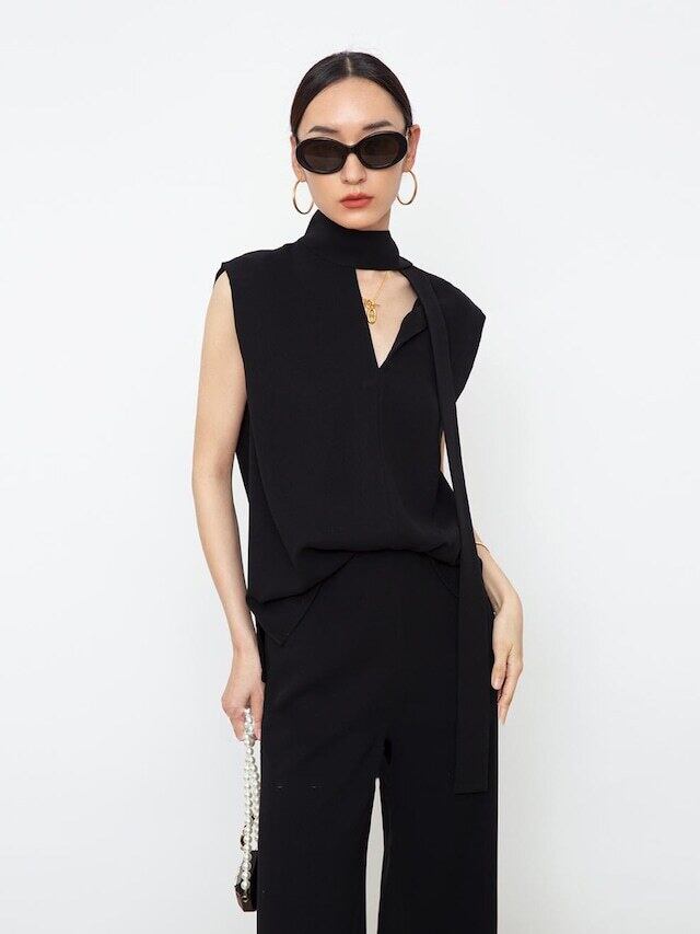 【set】ノースリーブタンクトップ+ガウチョパンツセットアップF7319