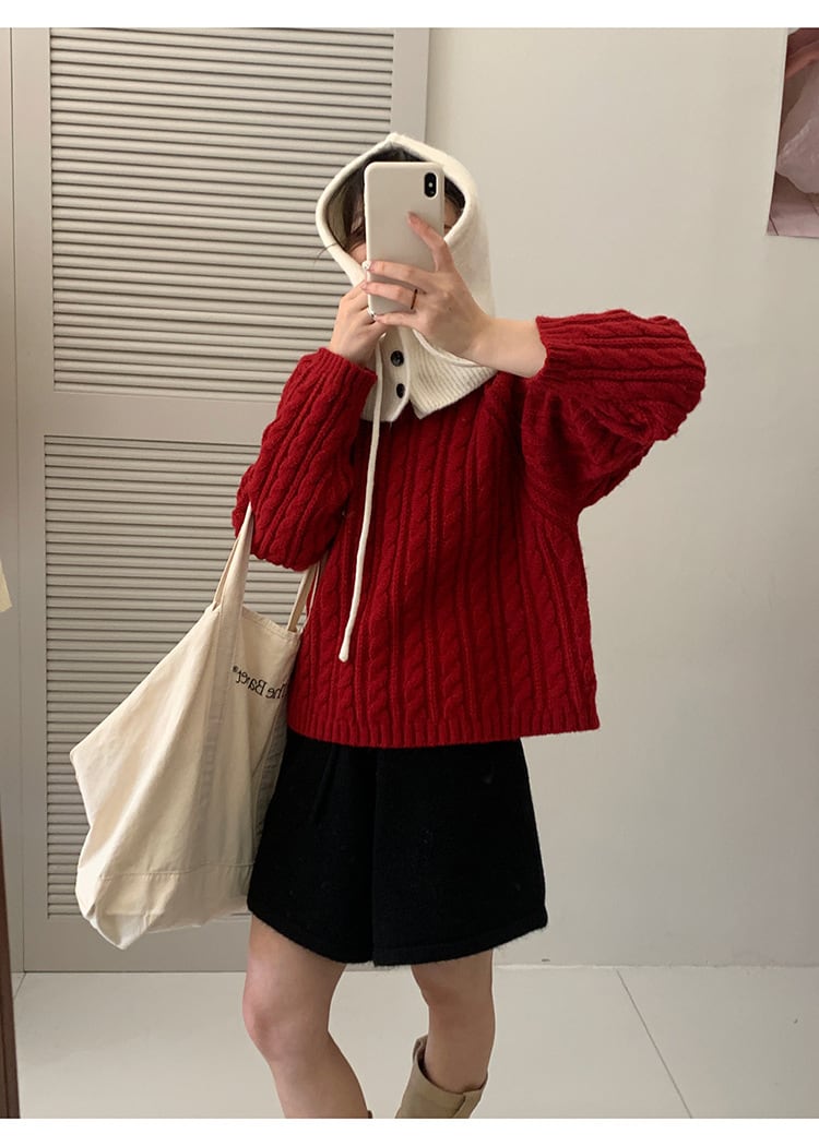 【tops】無地ニットセーター　M27041