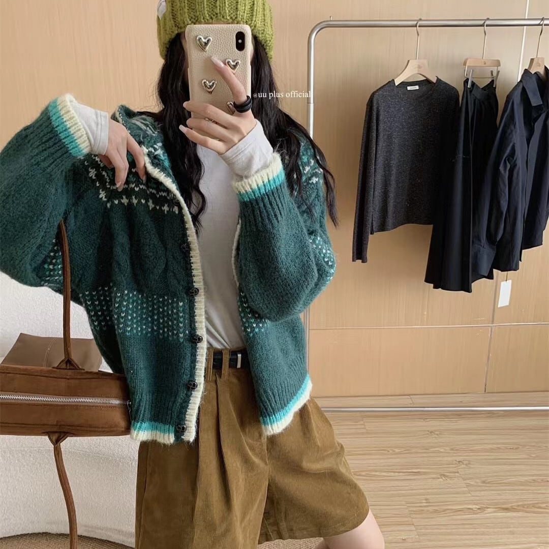 【outer】ジャカードニットカーデ　M27129