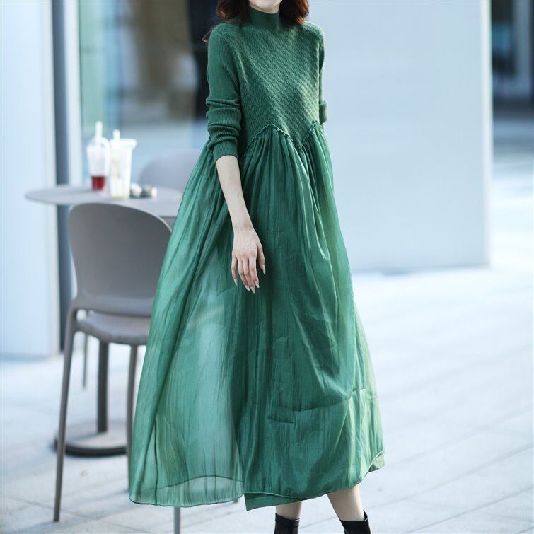 【dress】ドッキングニットワンピース　N2087