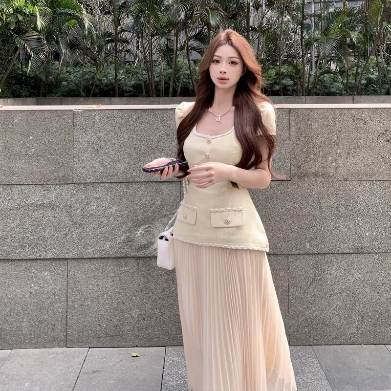 【dress】チュールドッキングワンピース Q8275