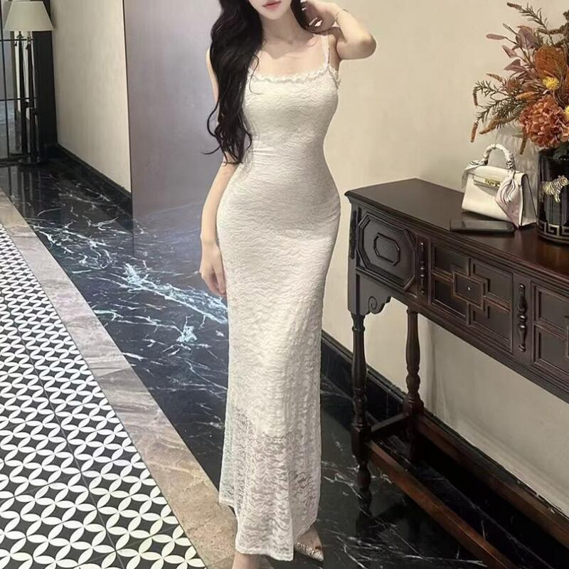 【dress】オフショルダーレースロングワンピース Q8189