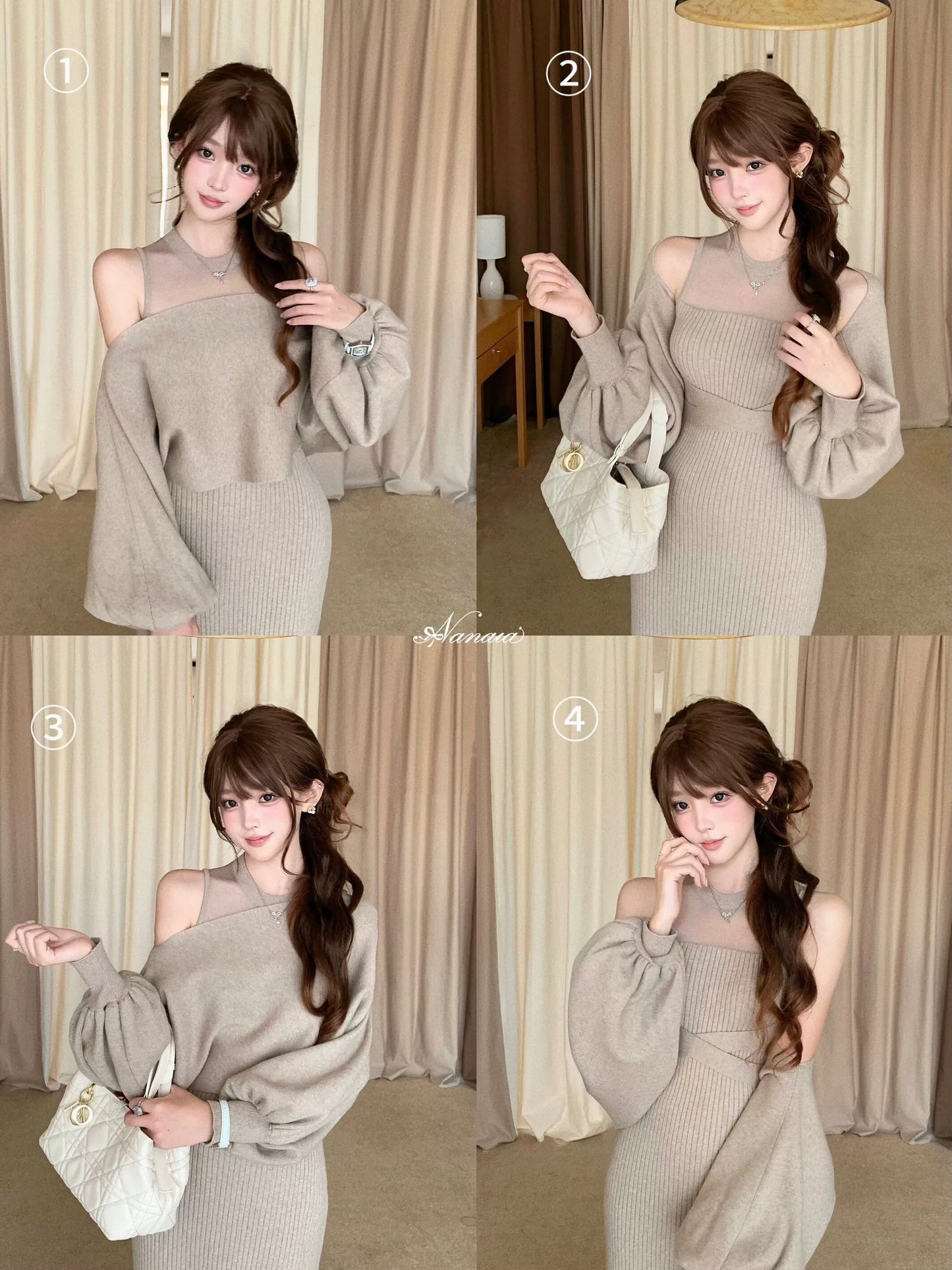 【set】4WAYシアードッキングワンピースセット N3462