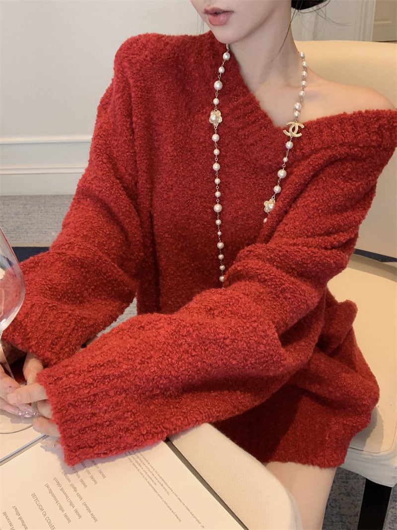 【tops】Vネックニットセーター　M28192