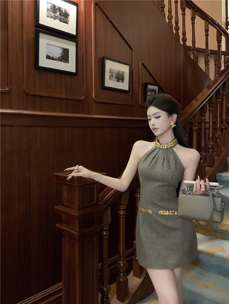 【dress】リボンホルターネックワンピース G20977