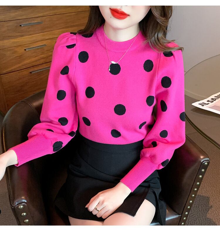 【tops】ドット柄ニットセーターG17322