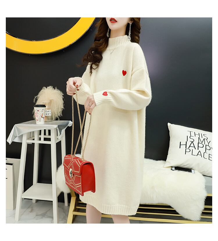 【dress】人気集中アイテム!気質満点スウィートシンプルゆったりニットワンピース G2655