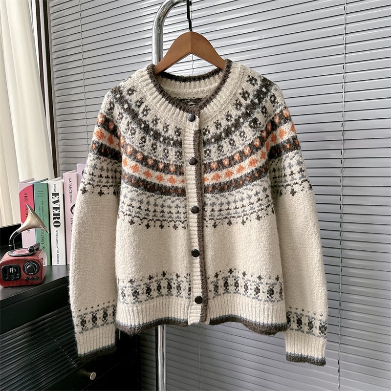 【outer】ジャカードニットカーデ　M28874