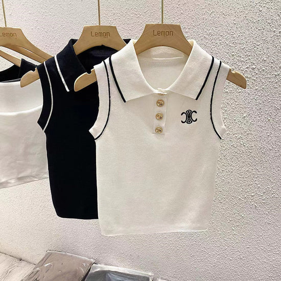 【tops】POLOネックニットキャミソール F7570