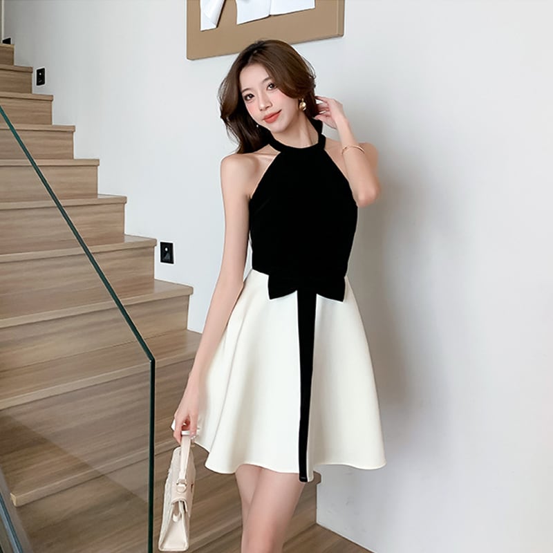 【dress】ホルターネックフレアワンピース Q7981