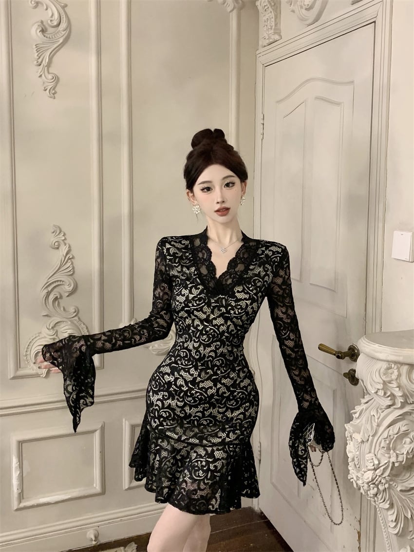 【dress】レースフリルワンピース　M26425